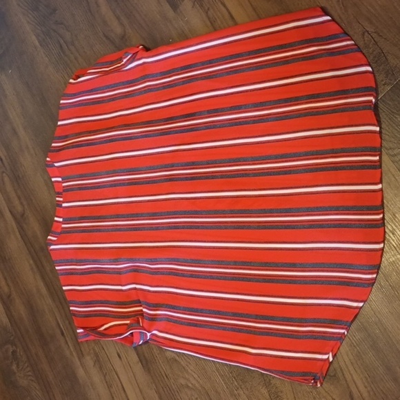 Pleione Red White Blue Pin Stripe LightWeight Flowy Cap Sleeve Blouse A1 - Picture 4 of 4